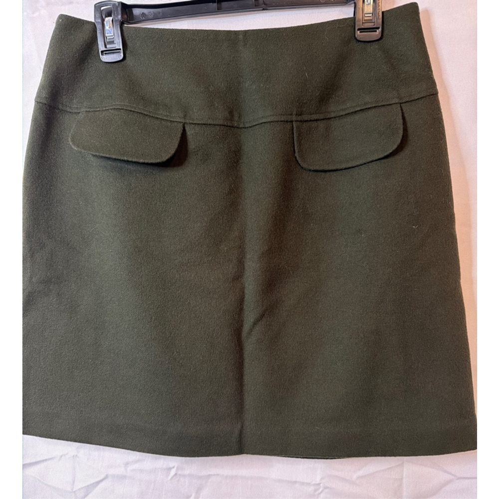 Banana Republic Army Green Wool Mini Skirt Size 12 Office Wear Business Mod EUC